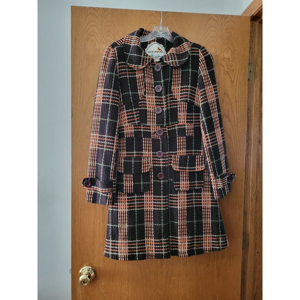 Vintage Chic Anthropologie Retro Plaid Classic Mod Style Y2K Wool Blend EUC M